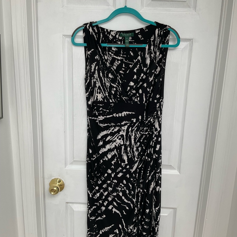 Lauren Ralph Lauren Black and White Sleeveless Sheath Maxi Dress